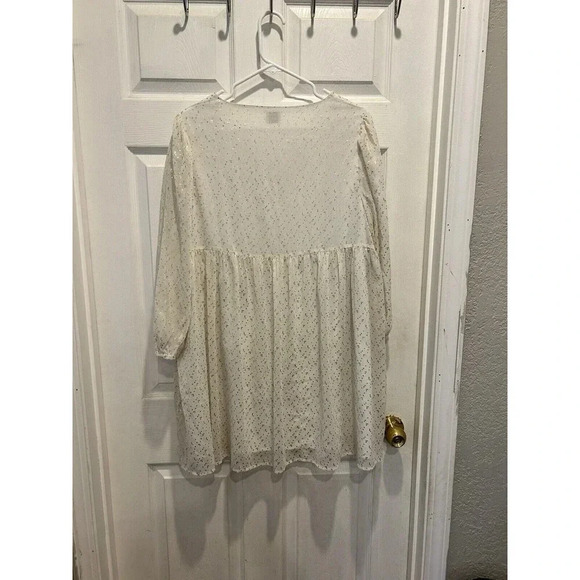 Aritzia‎ Sunday Best Jinx White Gold Women’s Size Large Babydoll Dress - Picture 7 of 8